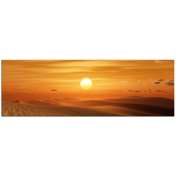 Obraz na plátně - Pouštní západ slunce - panoráma